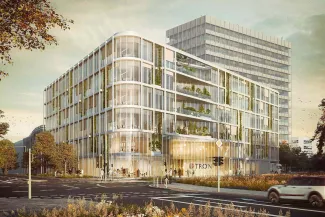 A visualization of the new building.